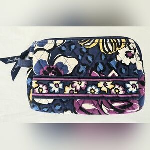 Vera Bradley African Violet Zip Floral Cosmetic Make-Up Travel Bag Small Lined